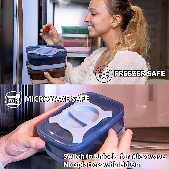 Adult Lunch Box 25.5oz 3 Cups Leakproof Salad and Meal Prep Container Twistlock Lid Reusable BPA-Free Microwave and Dishwasher Safe for Work Lunch (Brown)