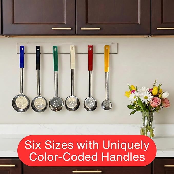 3 Ounce Slotted Stainless Steel Portion Control Ladle Spoon for Measuring and Serving; Commercial Grade Serving Scoops [Pack of 2]
