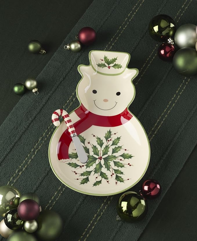 Lenox 898269 Holiday Tray with Spreader, Christmas Serveware, Festive Décor
