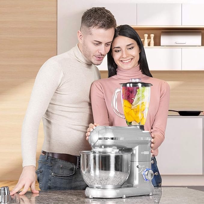 VIVOHOME 4.75 Quart Stand Mixer, 8 Speed Kitchen Electric Food Mixer with VIVOHOME 3 in 1 Multifunctional Stand Mixer with 6 Quart Stainless Steel Bowl