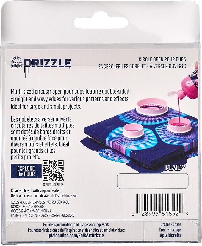 FolkArt Drizzle Open Pour Cups, Set of 6 Circle Cups for DIY Paint Pouring Arts and Crafts Projects, 61852