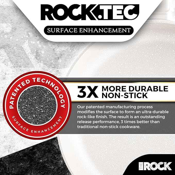 THE ROCK SOHO 15Pcs Ceramic Cookware Set – Non toxic Pots and Pans Set Non Stick with ROCK.TEC – Nothing Sticks, Never Warps, Lasts Longer, PTFE PFOA & PFAS Free, Induction & Dishwasher Safe, Cream