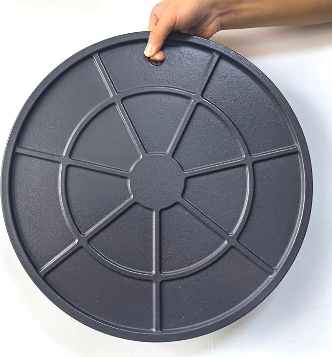 XL Round Pizza Steel 16.9" - 3D Cast Creates Gorgeous Crusts, Enamelled Cast Iron Baking Stone For Oven, Round Griddle, Speed & Even Heating Baking Steel Griddle