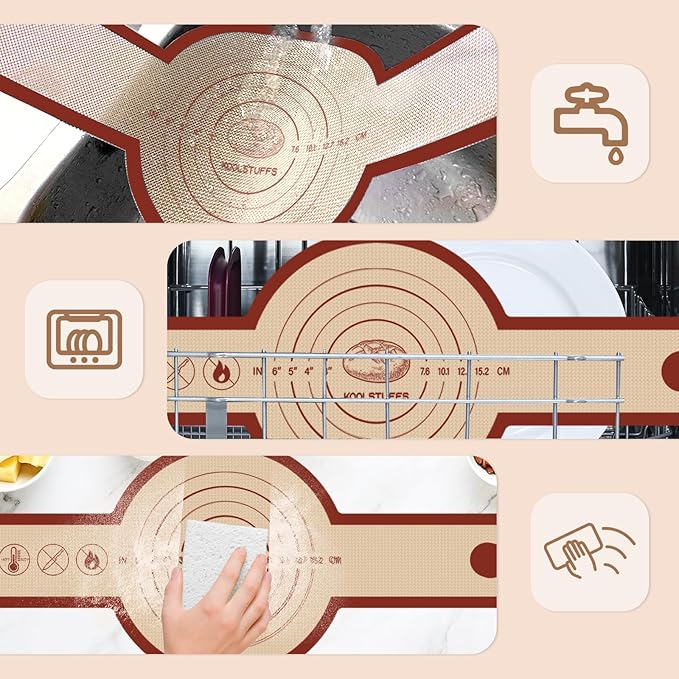Silicone Bread Sling for Dutch Oven, 2 PCS Red Non-Stick & Reusable Bread Baking Mat with Extra Long Handles, Easy and Safe Sourdough Transfer, Dishwasher Safe Baker's Tools, Round and oval