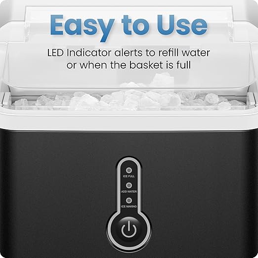 Iceman by Chefman Nugget Ice Maker Countertop, Pebble Ice Maker Machine, 26 lb in 24 Hours, Ready in 6 Minutes, Removable Ice Basket, Fun and Chewable Cubes, 1.5L Water Tank, Self-Cleaning Function