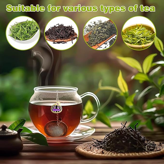 Halloween Stainless Steel Mesh Tea Infuser, 2.1 inch Tea Ball with Pumpkin Ornaments Tea Strainer Tea Diffuser Tea Steeper for Filtering Tea,Tea Infusers for Loose Tea (Halloween Pumpkin, 2PC)