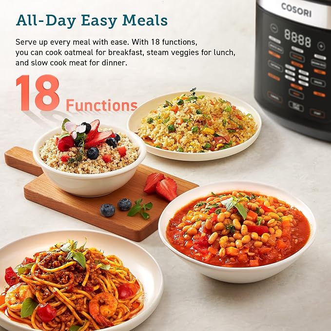 COSORI Dual Basket 9 Qt Air Fryer and 10 Cup Rice Cooker with Steamer, Sauté, Slow Cooker