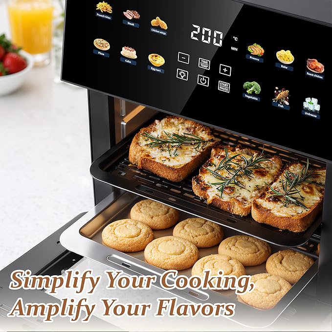 10QT Air Fryer Oven, 8-in-1 Air Fryer Toaster Oven Combo with 8 Presets, Family Size Countertop Oven with 2 Baking Racks & Gloves for Roasting, Baking, and Air Frying, Easy to Clean