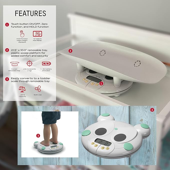 Salter Electronic Baby and Toddler Scale - Digital Infant Scale with Removable Tray, 44 lb Capacity, Hold Function and Zero Tare Feature for Accurate Weight Tracking