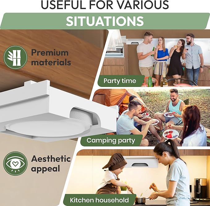 10 inch Paper Plate Dispenser Holder Bamboo Under Cabinet Vertical Rack for Kitchen Countertop Organizer Space Saver Shelf Lid Holder Counter Storage Can Dispenser Pantry Aid Caddy Estante (White)