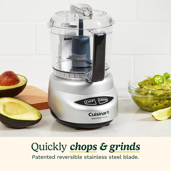 Cuisinart Mini-Prep Plus Food Processor,24-Ounce Mini Food Processor to Chop Herbs,Vegetables,and Hard Cheese,24-Ounce Work Bowl,Reversible Stainless Steel Blade,DLC-2ABC,Brushed Chrome,(Pack of 4)