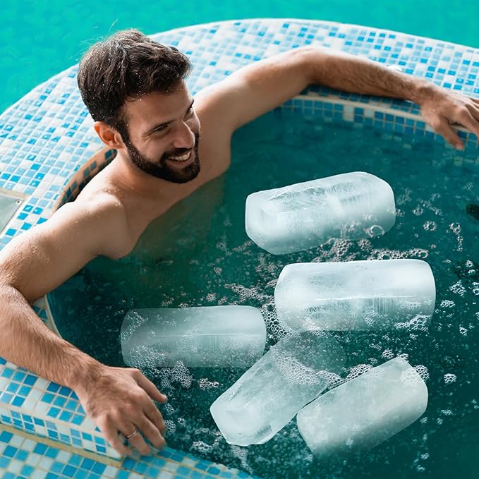 Honeydak 8 Pcs Ice Block Mold 2.4lb Large Ice Cube Molds Reusable Silicone Cold Plunge Bath Accessories for Cold Water Bath or Cooler(Blue)