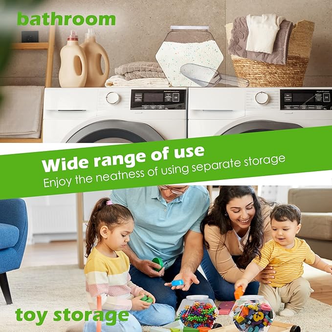 Hoolerry 12 Pcs Plastic Candy Jar with Scoops Set include 6 Hexagon Cookie Jars with Lid for Candy Buffet and 6 Candy Scoops 73 oz Large Storage Jar Clear Food Storage Canisters Kitchen Countertop Jar