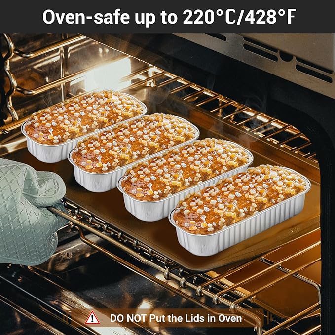 EUSOAR Creme Brulee Ramekins, 25pcs 6.8oz 6.5"x2.5"x1.2" Aluminum Foil Silver Baking Cups Mini Loaf Pans with Lids, Disposable Ramekins Cupcake Containers Wrappers, Dessert Cheesecake Pan Cups