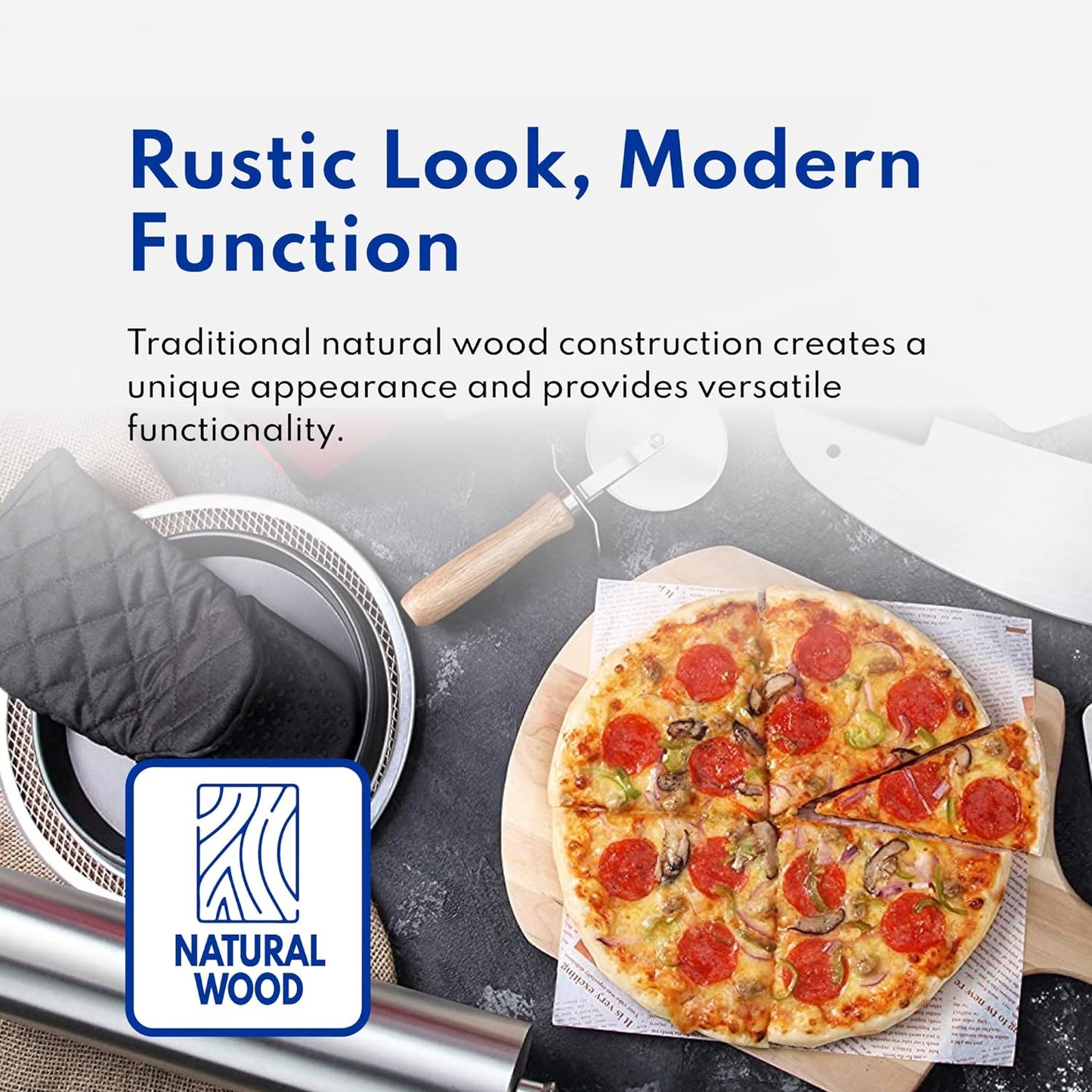 New Star Foodservice 536181 Restaurant-Grade Wooden Pizza Peel, 19" L x 18" W Plate, with 17" L Wooden Handle, 36" Overall Length…