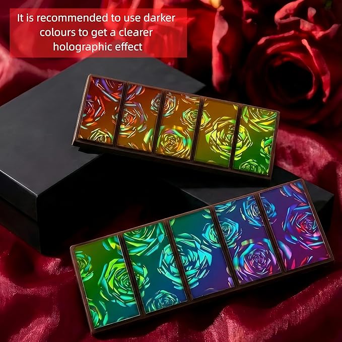 Ziliny Rose Holographic Chocolate Bar Mold Silicone, Rainbow Light Effect Chocolate Bar Deep Thick Molds for DIY Candy Dessert Baking, Candy, Wax Melts, Cake Decoration (Rectangle)