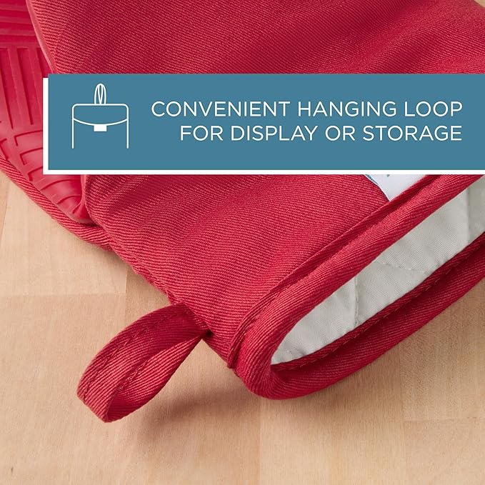 Town & Country Basics Basketweave Soft Silicone Mini Oven Mitt 2-Pack Set, Heat Resistant up to 500F, Flexible Silicone, Non-Slip Grip, Red, 5.5"x8"