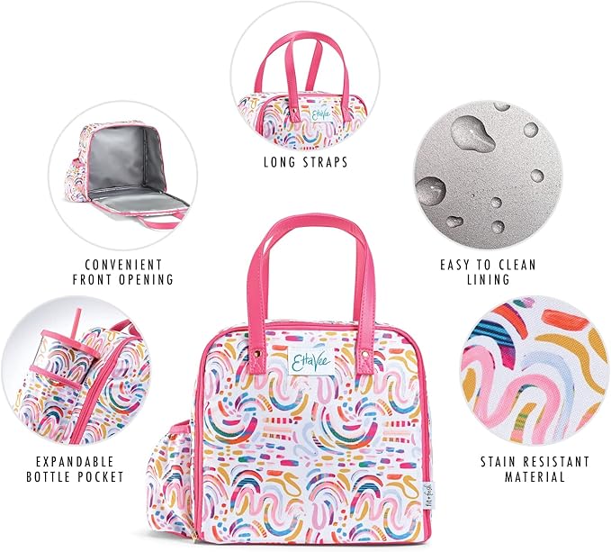 Fit & Fresh Lunch Bag For Women, Insulated Womens Lunch Bag For Work, Leakproof & Stain-Resistant Large Lunch Box For Women With Containers, Tumbler and Ice Pack, Zipper Closure Wichita Bag Rainbow