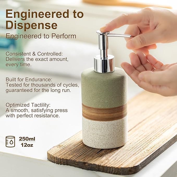 Dish Soap Dispenser for Bathroom, Hand Soap Dispenser with Stainless Steel Pump, Includes Silicone Funnel, Non-Slip Lotion Dispenser, Matte Finish, Kitchen Decor