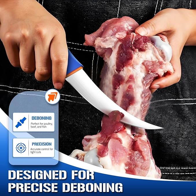 DRAGON RIOT Boning Knife 6 Inch,Ultra Sharp German Stainless Steel,Professional Meat Trimming Knife with Ergonomic Anti-Slip Handle,Ideal for Butchering, Trimming, Fish, Poultry