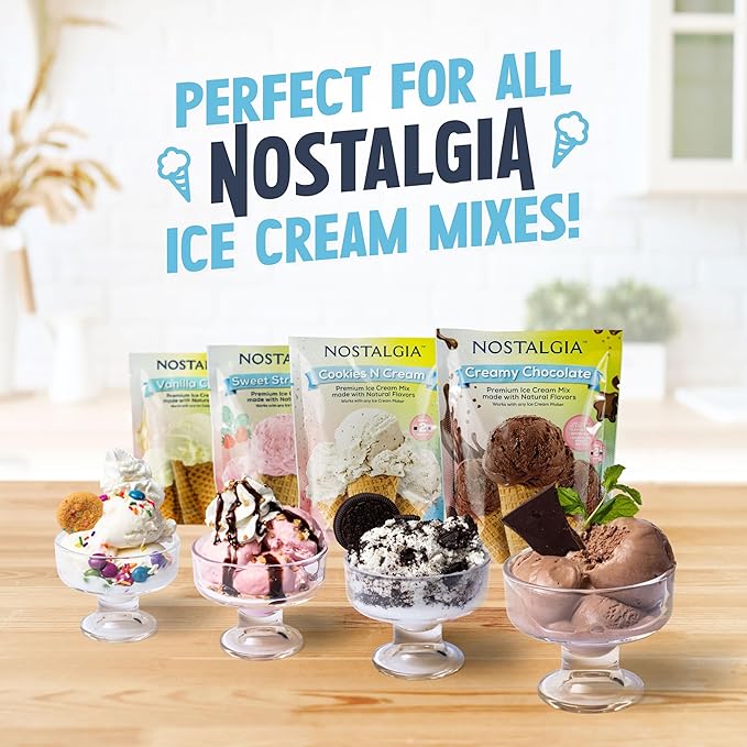 Nostalgia Electric Ice Cream Maker – Parlor Style, Old Fashioned Soft Serve Ice Cream Machine Makes Frozen Yogurt or Gelato in Minutes - Fun Kitchen Appliance – White & Dark Bown - 6 Quart