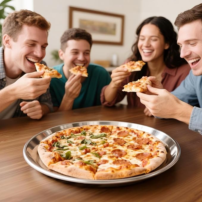 AWTBDP 13½ Inch Pizza Pan for Oven, Non-Stick Large Round Stainless Steel Pizza Pans, Durable Non-Toxic Pizza Tray for Cookie Pizza Pie Cake, Easy Clean & Dishwasher Safe