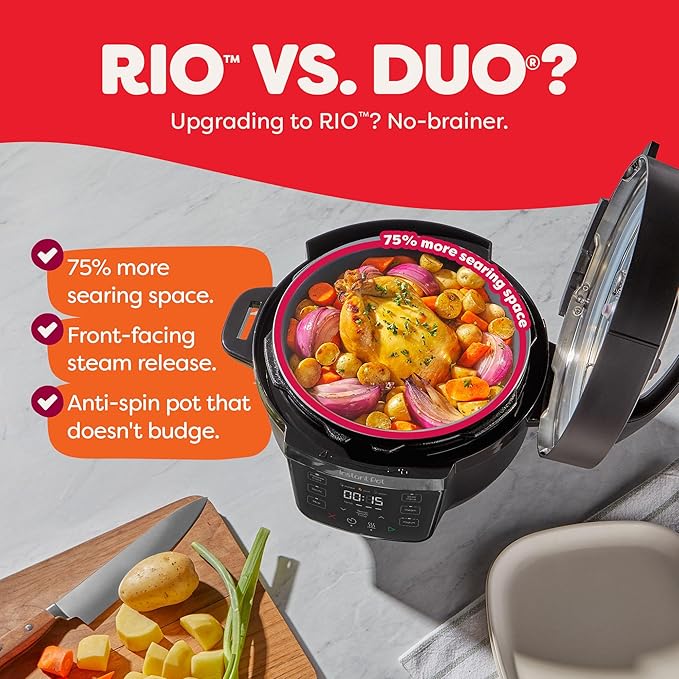 Instant Pot 4QT RIO Mini 7-in-1 Multi-Cooker, Pressure Cooker, Slow cook, Sauté, Steam, Rice Maker, Yogurt, & Warmer, Black, 4 Quarts