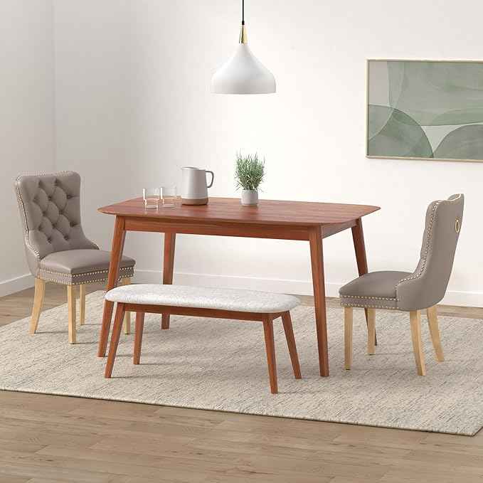 Gray Velvet Dining Chairs Set of 4, Upholstered Dining Room Chairs with Back Ring Pull Trim and Golden Stainless Steel Legs,Modern Kitchen Chairs for Dining Room,Living Room,Kitchen(Grey)