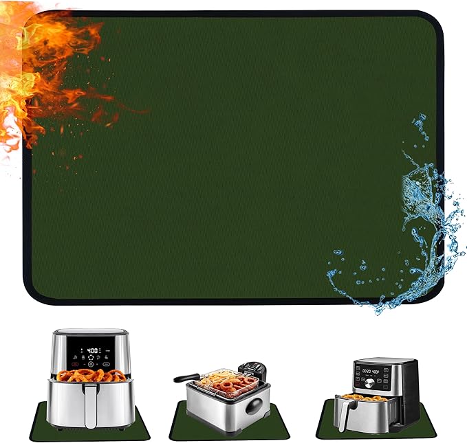 Heat Resistant Mats for Kitchen Countertop 21x29.5in,Coffee Mat,Coffee Bar Mat for Countertops,Air Fryer Deep Fryer Mat to Protect Quartz Countertop,Kitchen Hot Pad,Waterproof mat for Kitchen (Green)