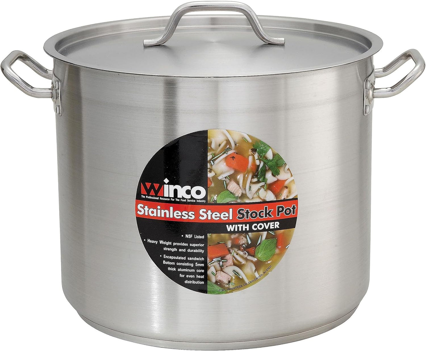 Winware Stainless Steel 24 Quart Stock Pot with Cover,Silver