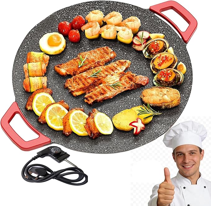 Indoor Grills Electric Smokeless – Nonstick Electric Griddle for Indoor Use, Fast-Heating Compact & Versatile Cooking for Steaks, Pancakes, and BBQ (15.7inch)