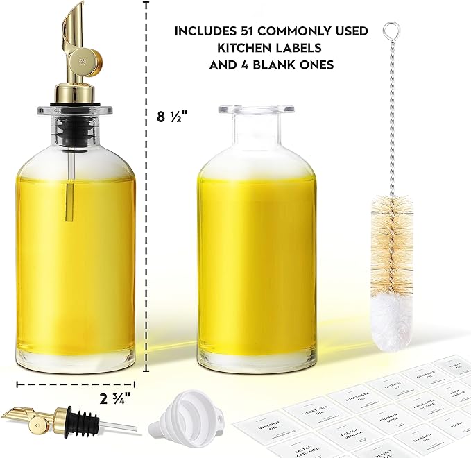 Spaceneat Olive Oil Dispenser Bottle for Kitchen,11.8 fl oz Gold, Silver & Black Bundle