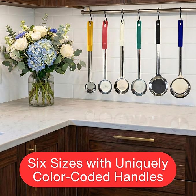 2 Ounce Solid Stainless Steel Portion Control Ladle Spoon for Measuring and Serving; Commercial Grade Serving Scoops [Pack of 2]