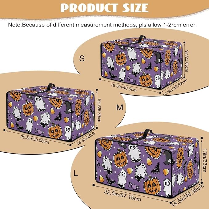 Air Fryer Toaster Oven Cover with Side Pockets, Protective Electrical Appliance Cover Kitchen Countertop Accessories, M, Ghost Pumpkin Bat Candy Violet Halloween Decor