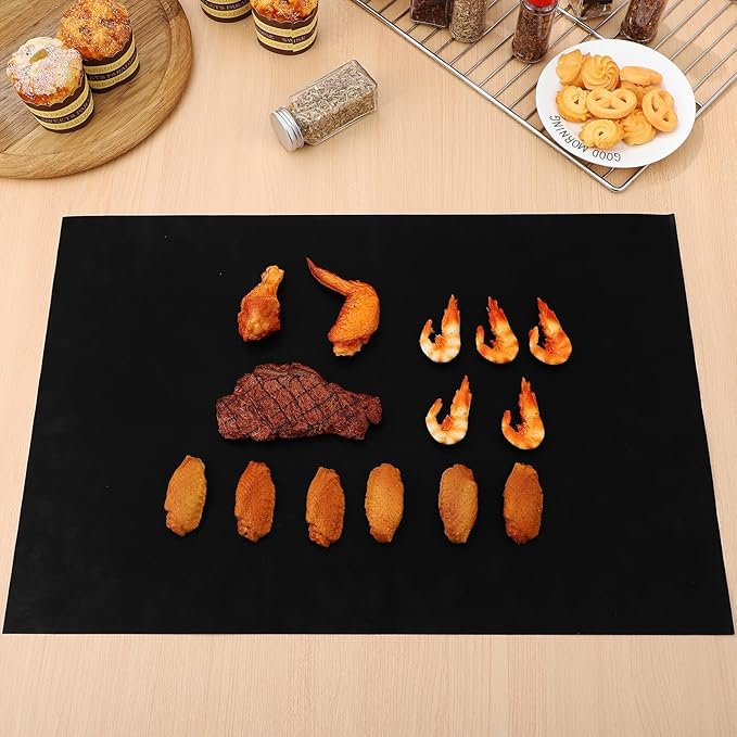9pcs Non-stick Oven Liners Grill Baking Mats 60x40cm Heat Resistant Reusable Roaster Liners for Air Fryer and Oven Bottom Protection