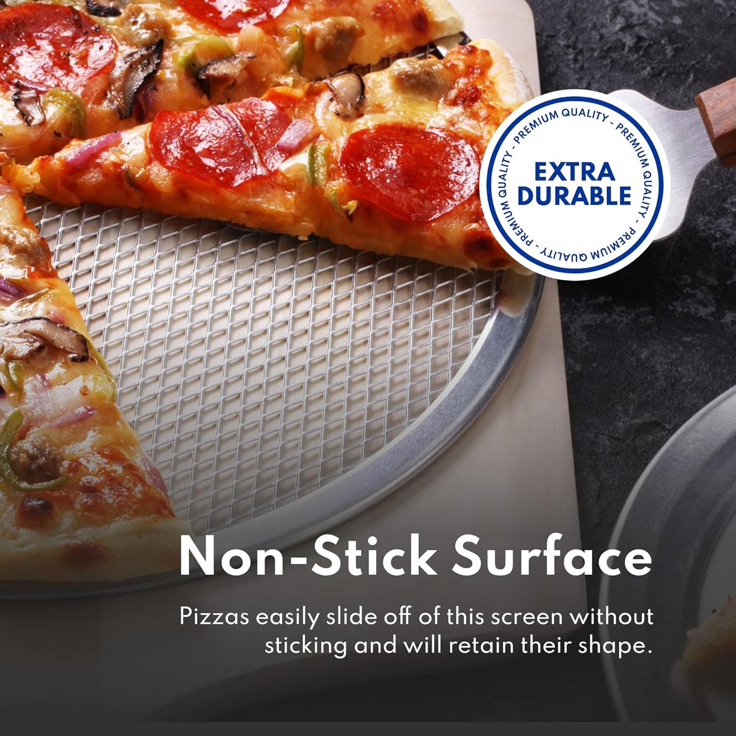 New Star Foodservice Restaurant-Grade Aluminum Pizza Baking Screen, Seamless (14-Inch (Pack of 6))