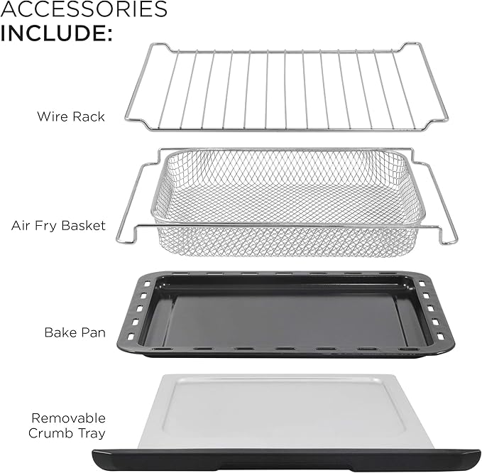 Elite Gourmet EAF9100# Maxi-Matic Electric 25L Air Fryer Oven, 1640 Watts Oil-Less Convection Oven 12" Pizza Extra Large Capacity, Grill, Bake, Roast, Air Fryer, Black