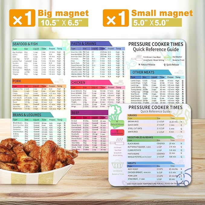 Instant Pot Cheat Sheet Magnet Set, Cook Times Chart, Pressure Cooker Accessories Cook Times, Instant Pot Cheat Sheet Quick Reference Guide Instapot Times Cookbook Magnets, White