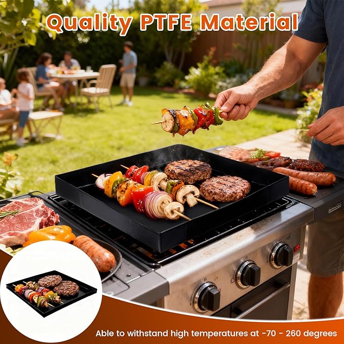 Professional-Grade 4-Pack PTFE Solid Oven Baskets, 13.5x14.5x1 Inch Non-Stick Solid Oven Trays for Commercial Kitchens & High-Volume Cooking