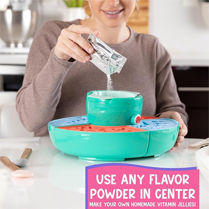 Kusini Gummy Candy Making Kit for Kids & Adults - 4 Mold Shapes, Heating Base – Gummy Bear, Candy Lab Machine Maker – Unique Fun Gifts for Kids Ages 6+ Years Old Girl & Boys, DIY Science Crafts Kits