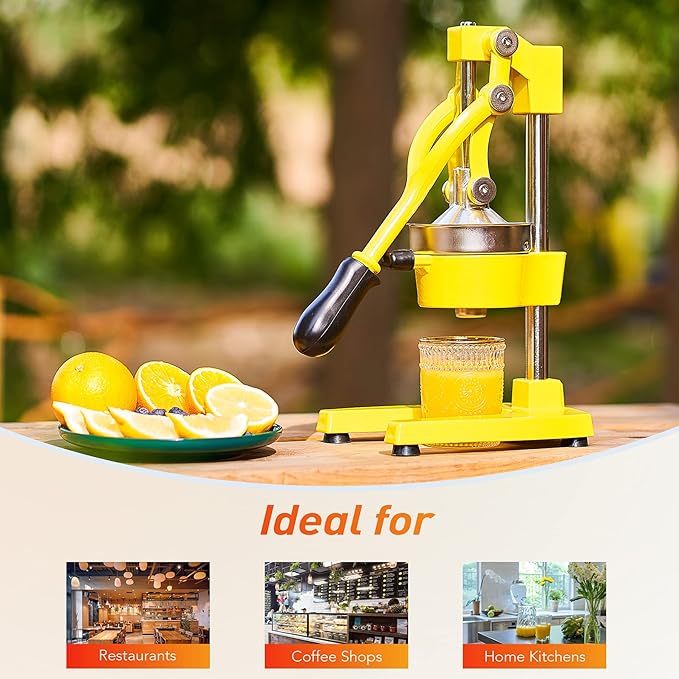 CO-Z Manual Citrus Juicer - Professional Orange, Lemon, Lime & Pom Juice Extractor, Easy to Clean, Yellow