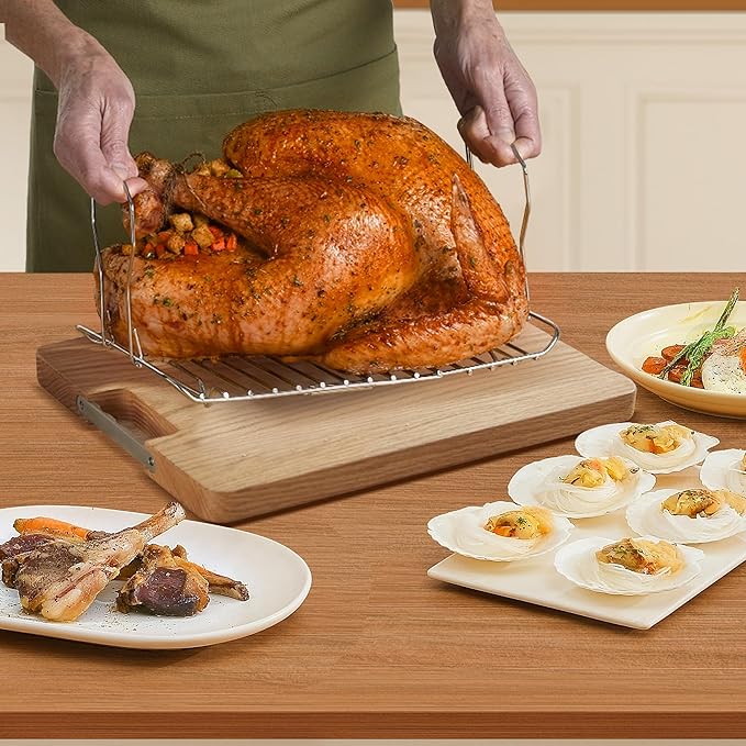 18Qt Roaster Oven Buffet with Self-Basting Lid, 1450W Stainless Steel Electric Turkey Roaster Oven with Cool-Touch Handles, Removable Pan and Rack, Red