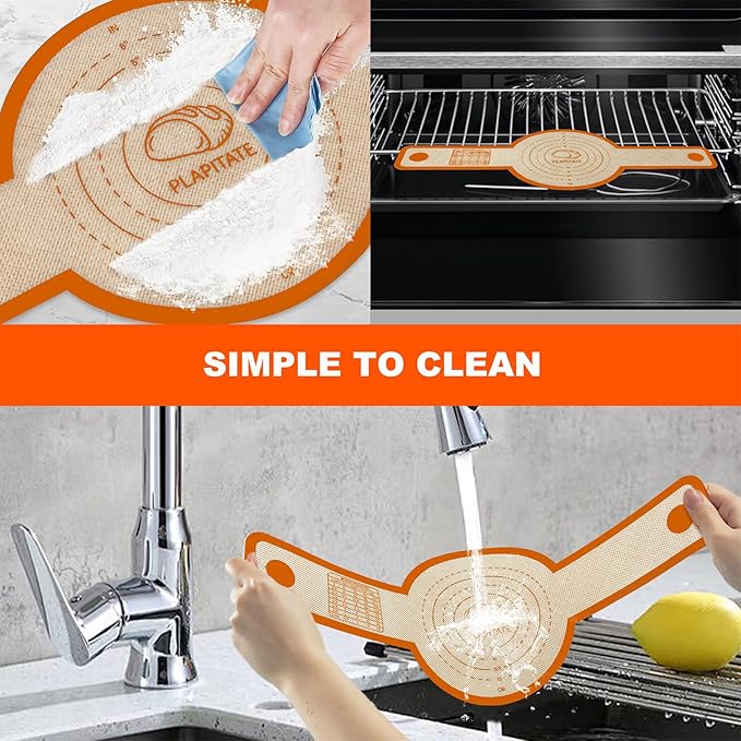 PLAPITATE Silicone Bread Sling for Dutch Oven Liner, Non Stick 2 PCS, Easy Clean Reusable Silicone Baking Mat with Long Handles, Easy to Transfer Sourdough Bread, Orange