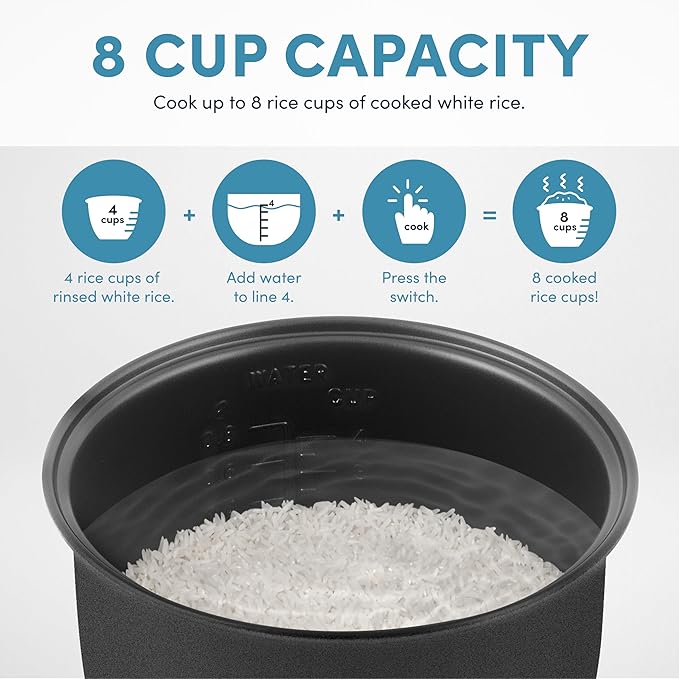 AROMA® CoreCoat™ Digital Rice Cooker & Steamer for Brown Rice with Nonstick Ceramic Coating (8 Cups Cooked, 4 Cups Uncooked)