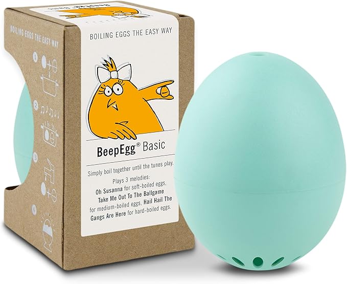 BeepEgg Basic Turquoise – Egg Timer for Boiling Eggs – Musical Egg Cooker for Soft, Medium, Hard Eggs – Food Safe – Singing Floating Egg Timer – Egg Cooker for 3 Levels of Doneness - Brainstream