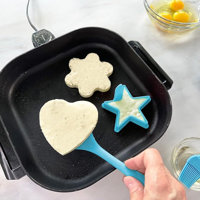 R&M Junior Pancake Kit, Includes 5 Piece Tool Set, and 3 Silicone Shapes, Daisy, Star and Heart