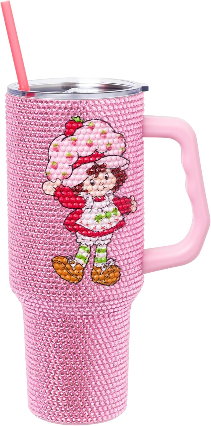 Silver Buffalo Strawberry Shortcake 40oz Stainless Steel Rhinestone Tumbler