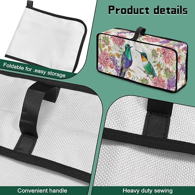 Toaster Cover 2 Slice Floral Hummingbird Slim 2 Slice Toaster Cover, Easy to Fold and Carry, Heat-Resistant Dustproof Protective Covers for Small Appliance
