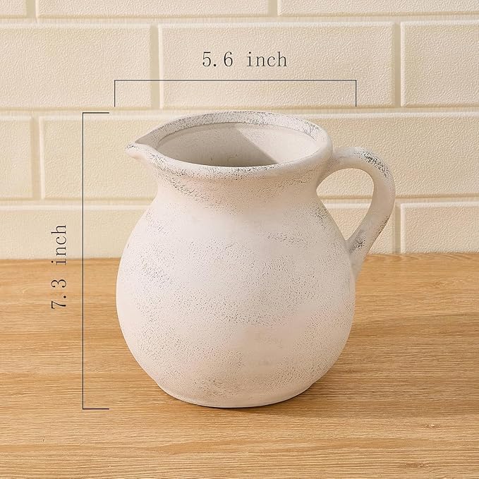 MIYUKI Rustic Kitchen Utensil Holder - 7.6 Inch Ceramic Utensil Crock for Countertop, Vintage Kitchen Counter Decor