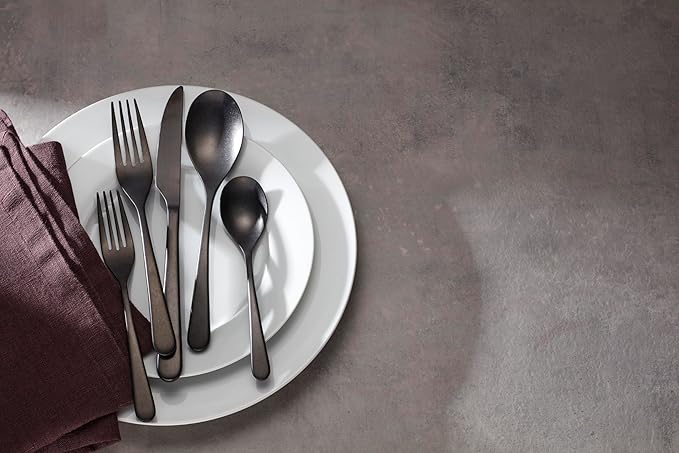 Oneida 894805 Kenbrook Black Tumbled 20 Piece Everyday Flatware Set, Service For 4